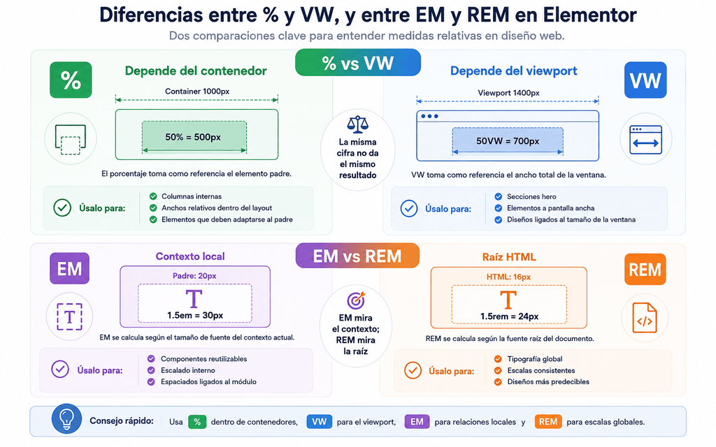 Unidades de medida en Elementor: 6 claves esenciales para elegir entre PX, %, EM, REM, VW y VH 2 Unidades De Medida En Elementor